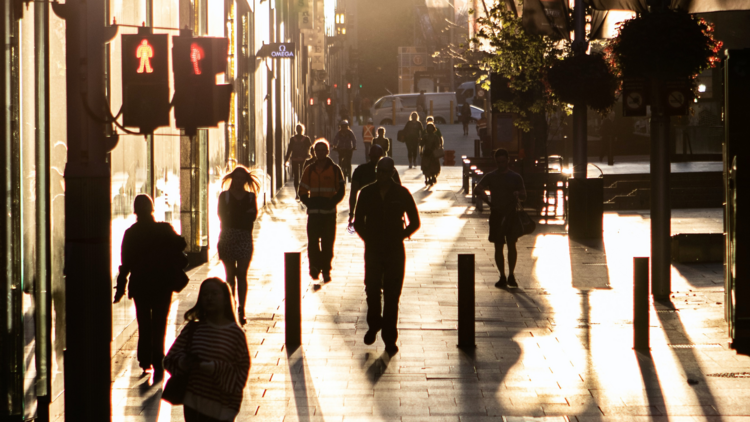 people crossing the street