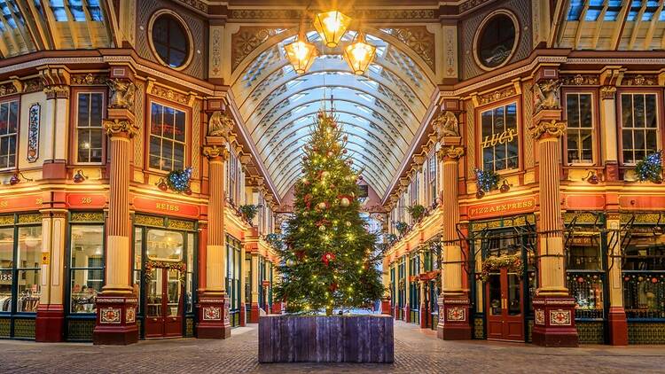 Leadenhall Market in London at Christmas
