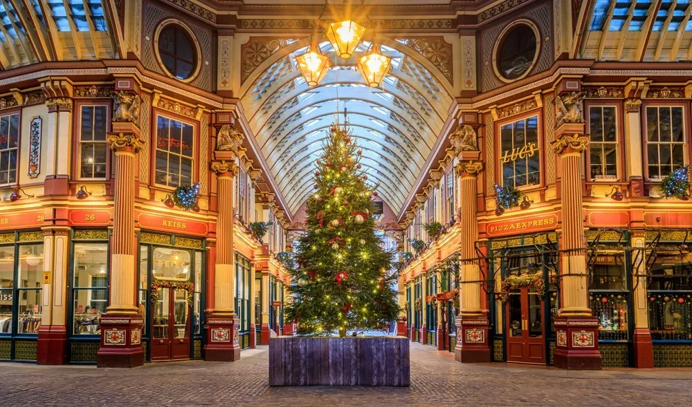 Leadenhall Market in London at Christmas