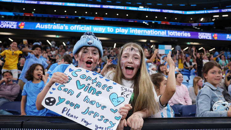 Young fans show their support during the round one A-League Women match 