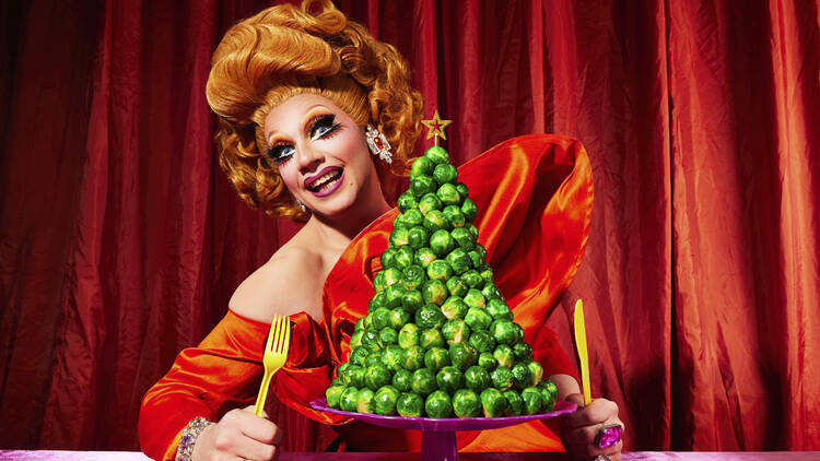 Ginger Johnson with a pile of sprouts 