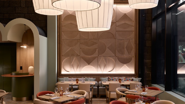 North and Common's elegant and illuminated dining room. 