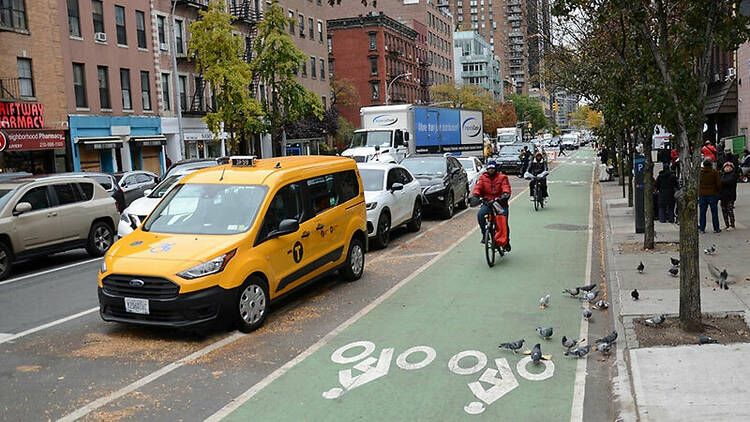 New bike lane on Tenth Avenue in Manhattan