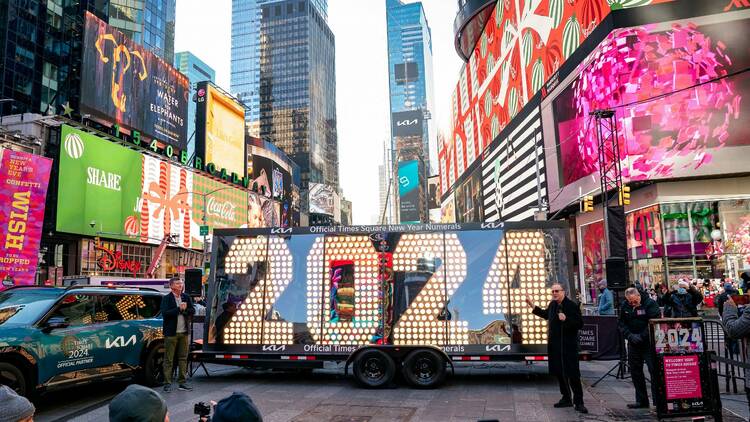 2024 New Year's Eve sign in Times Square