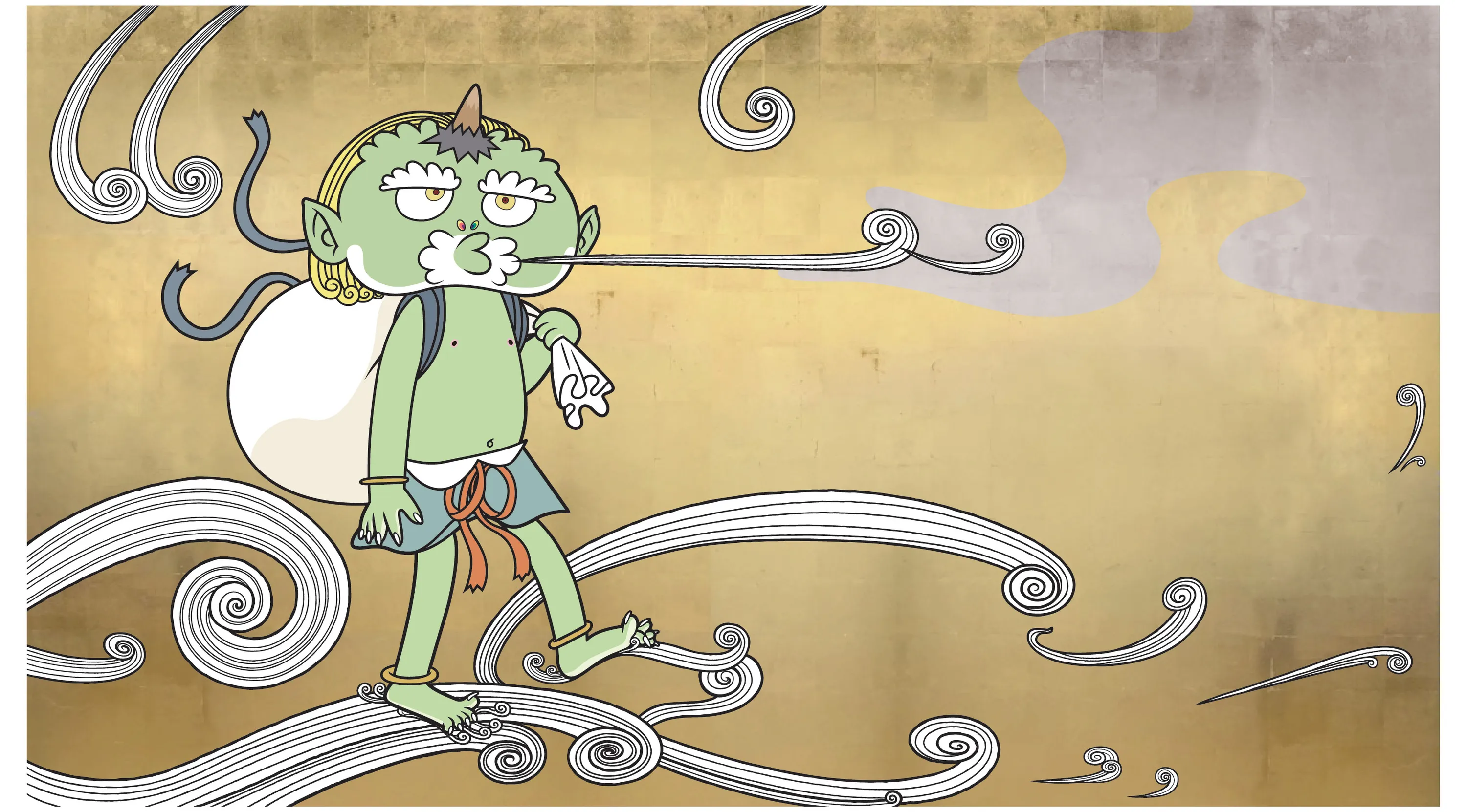 Takashi Murakami, Wind God, 2023. 150 x 264.3cm. Design data.