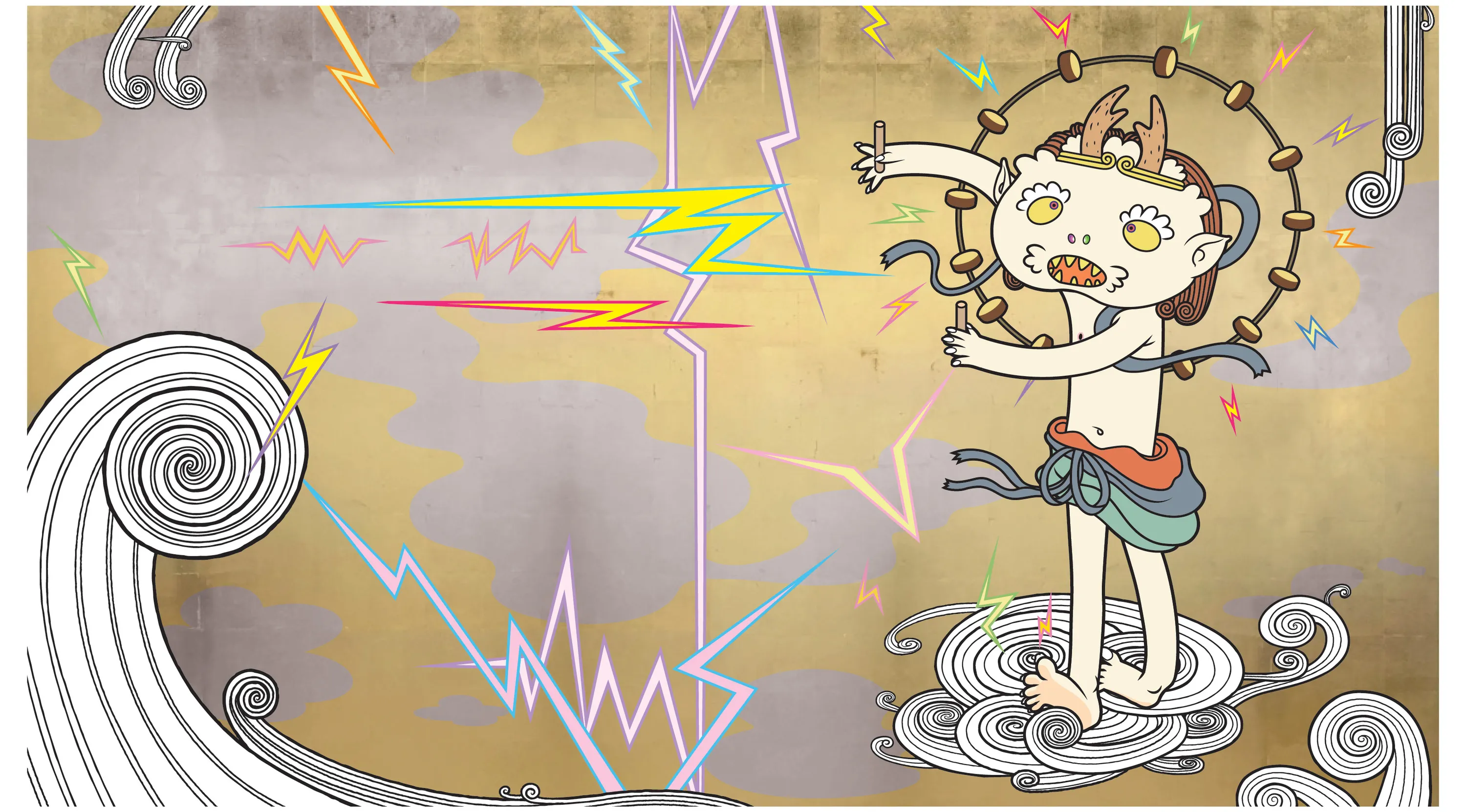 Takashi Murakami, Invoking the Vitality of a Universe Beyond Imagination, 200 x 82 x 94cm, platinum leaf on carbon fiber.