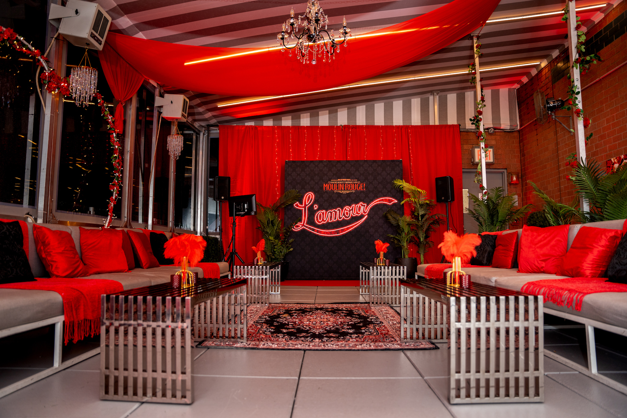 The red decor in M Social Hotel in Times Square.