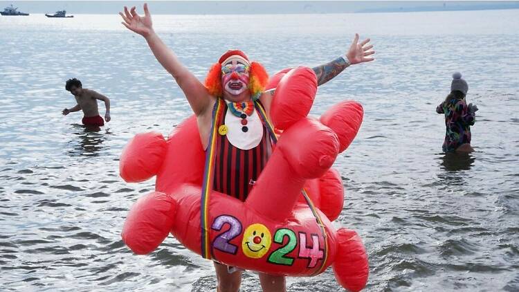 2024 Coney Island Polar Bear Plunge clown