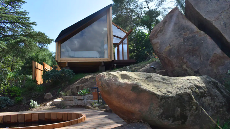 The cabin on the rocks in Topanga