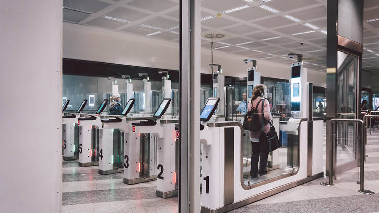 Passport gates in Milan, Italy