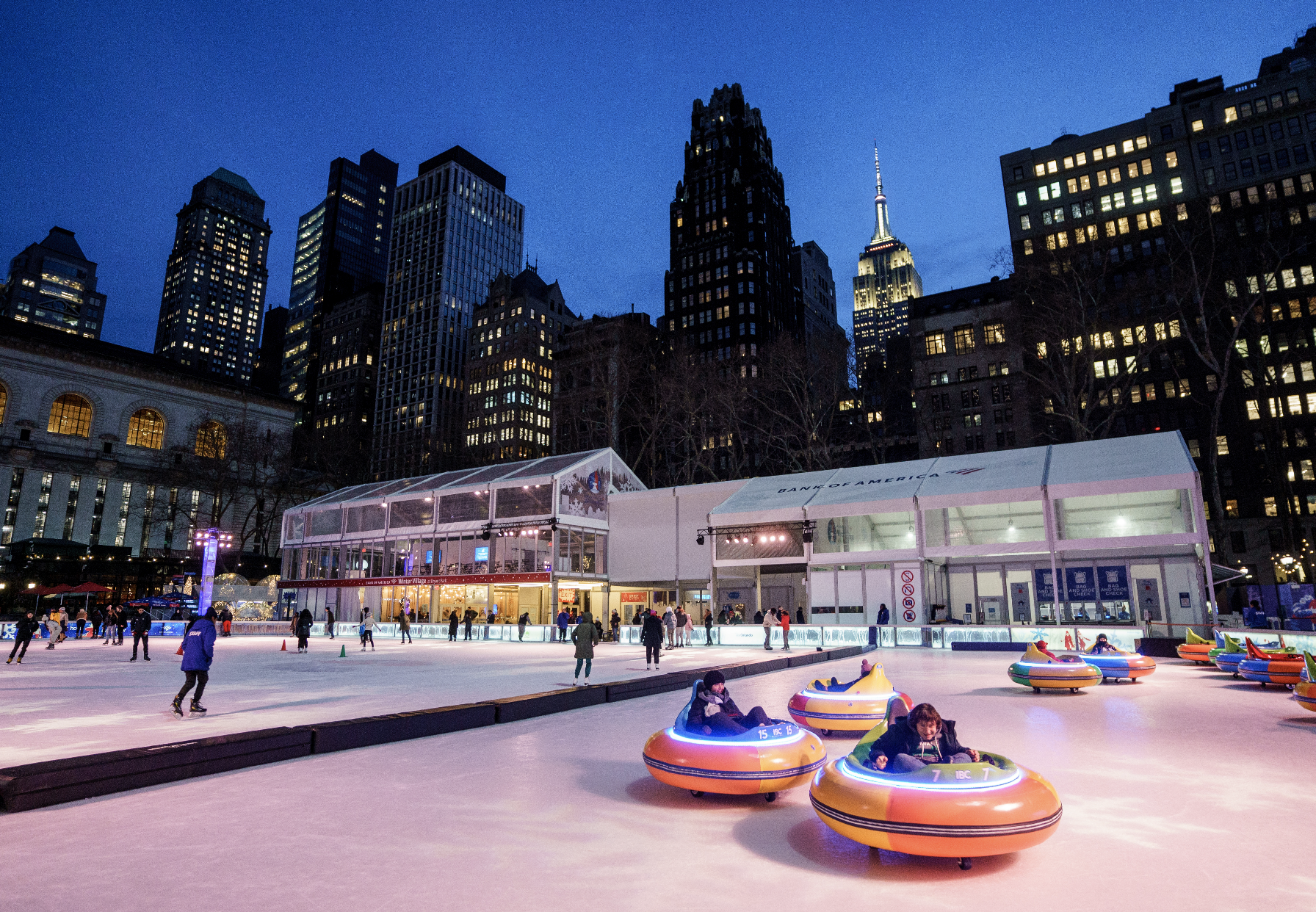 Bumper cars on ice in Bryant Village how to get tickets to the