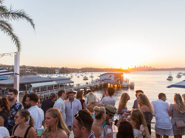 outdoor space in front of Watsons Bay Hotel on Sydney Harbour