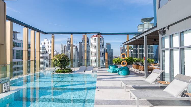 Sky view pool offer views of Bangkok