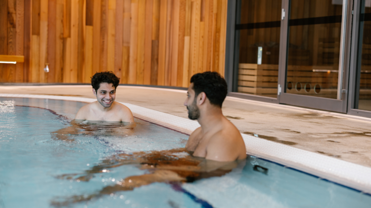 Two men in a spa