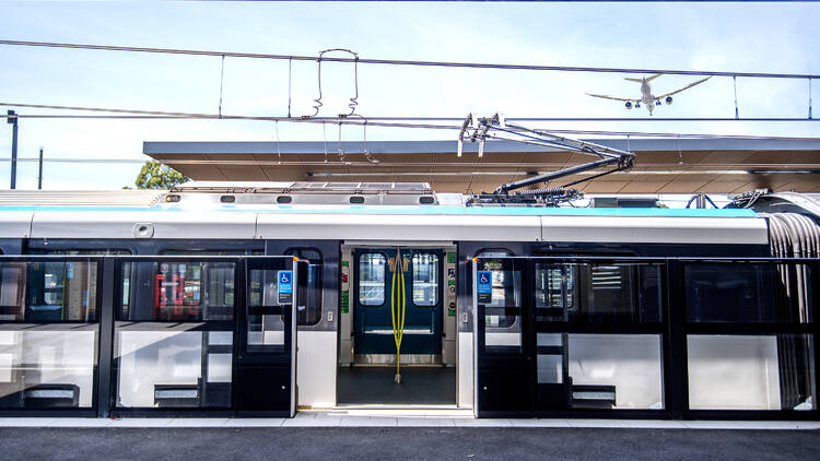 Sydney Metro City and Southwest train TS45 at Sydenham station during testing.