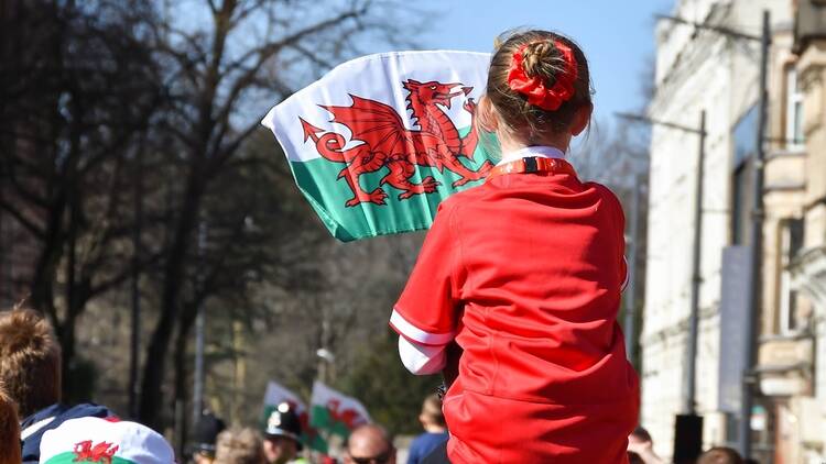 Parade in Wales with rugby fans