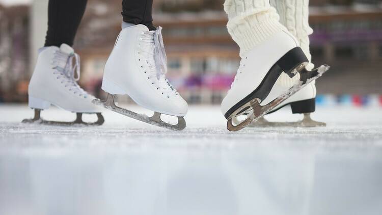 Ice skates on ice