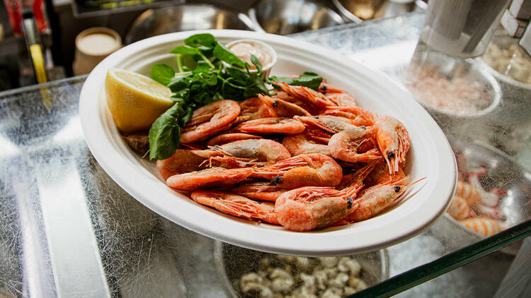 Oyster Shack’s shell on prawns, £6.50 (pint)