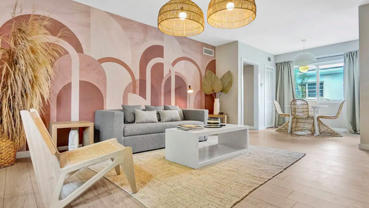 An artfully decorated apartment near Miami Beach