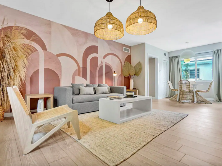 An artfully decorated apartment near Miami Beach