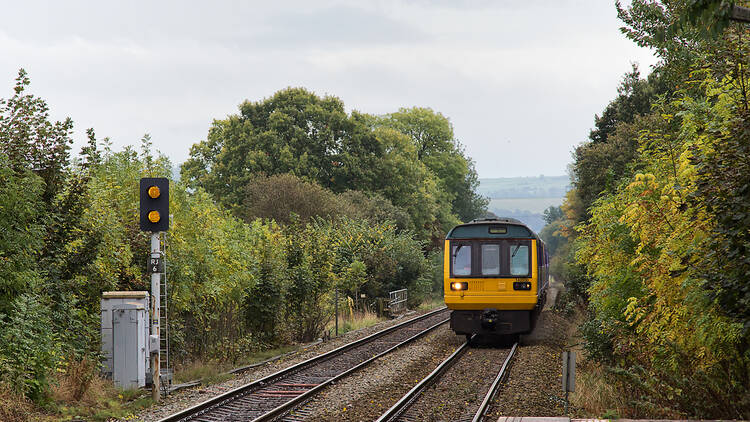 Rail line between Manchester and Stockport