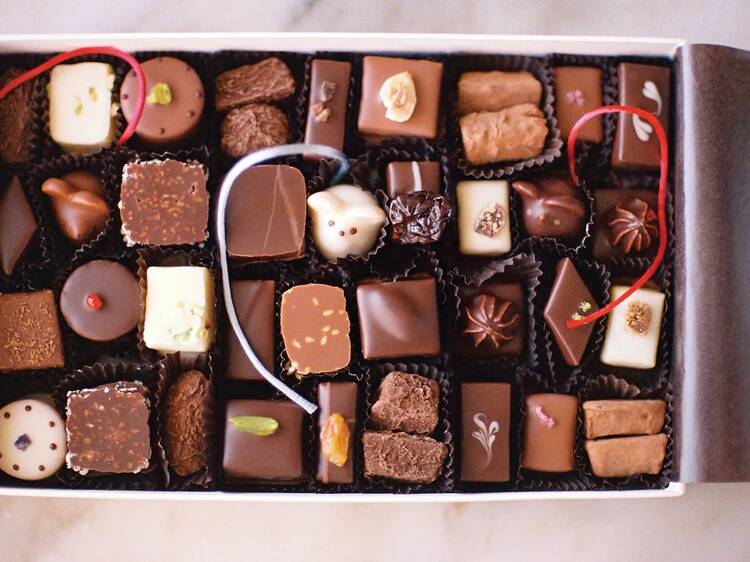 assorted selection of burdick gourmet chocolates 