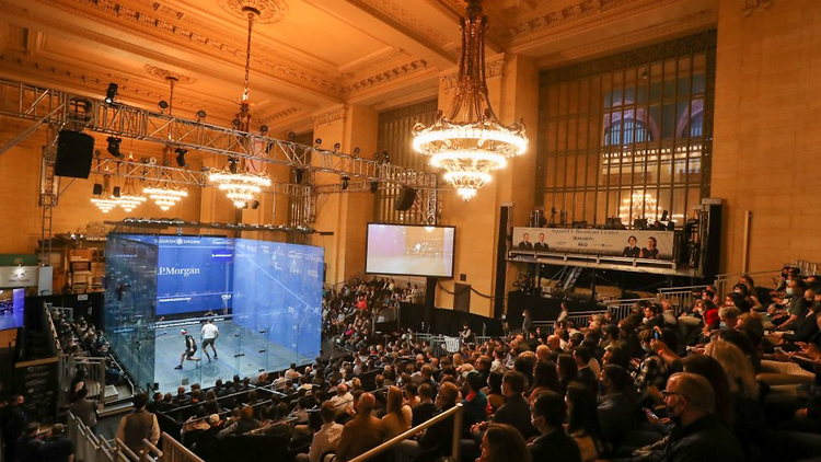 Squash tournament inside Grand Central Station 