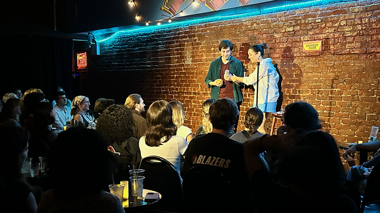 crowd full of people (St. Mark's Comedy Club)