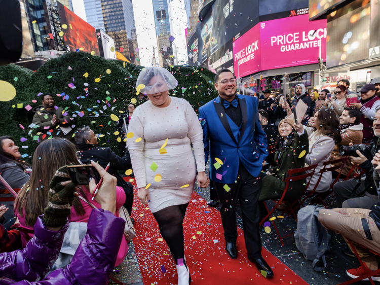 Times Square proposals, vow renewals, and weddings