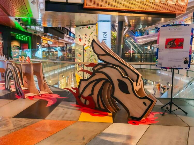 Dragon display and dragon-themed design activity at Ray-Ban