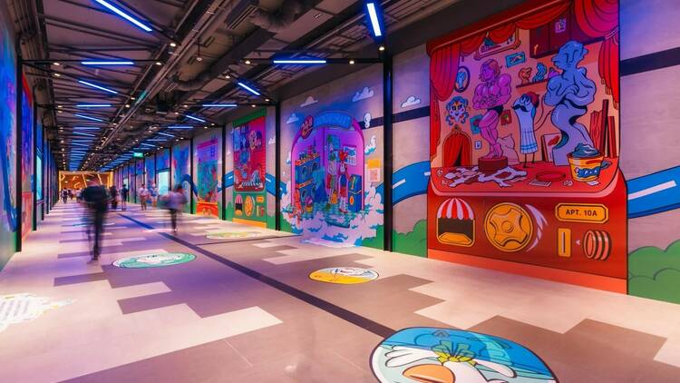 A colourful “Gachapon” inspired underground mural