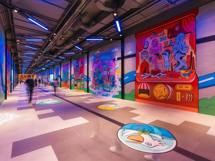 A colourful “Gachapon” inspired underground mural