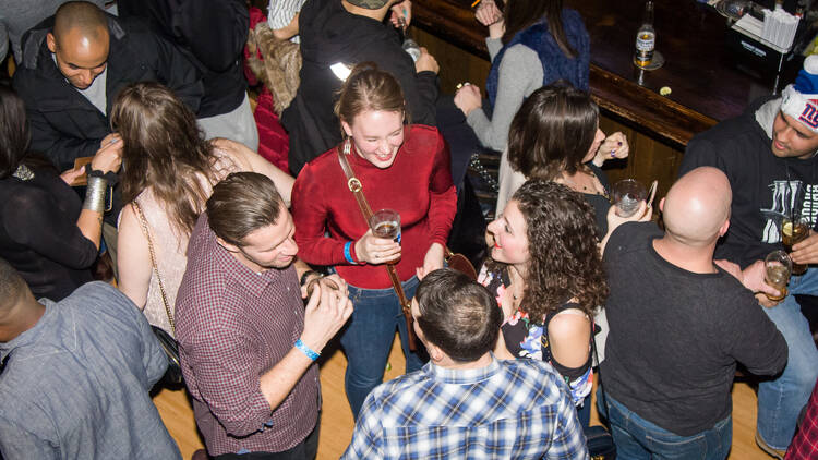 Crowd of people mingling