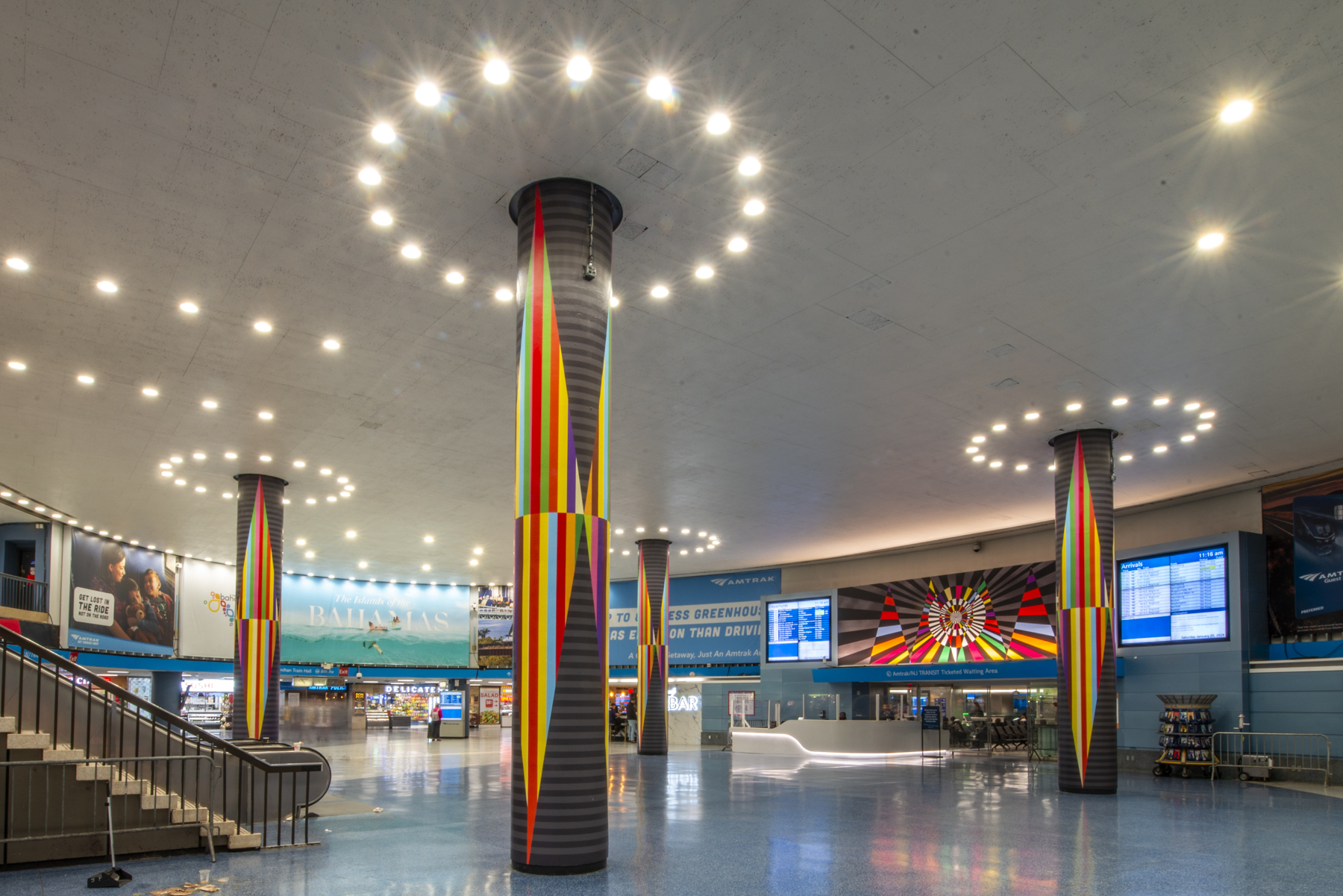 Colorful art in train station 