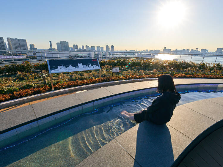 Enjoy the views from the rooftop foot bath