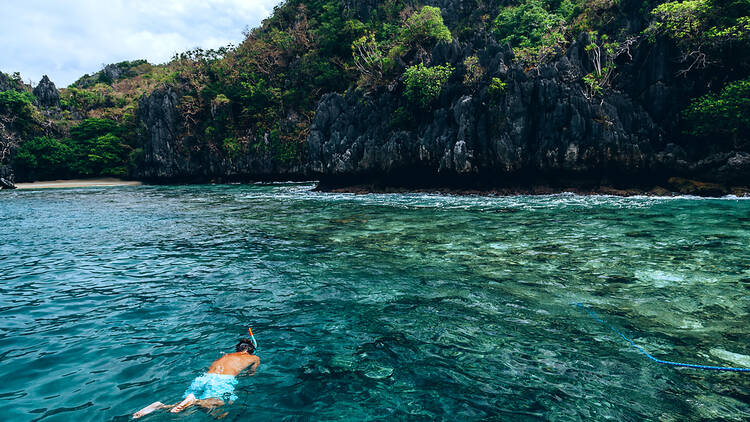 Snorkelling person in the Philippines