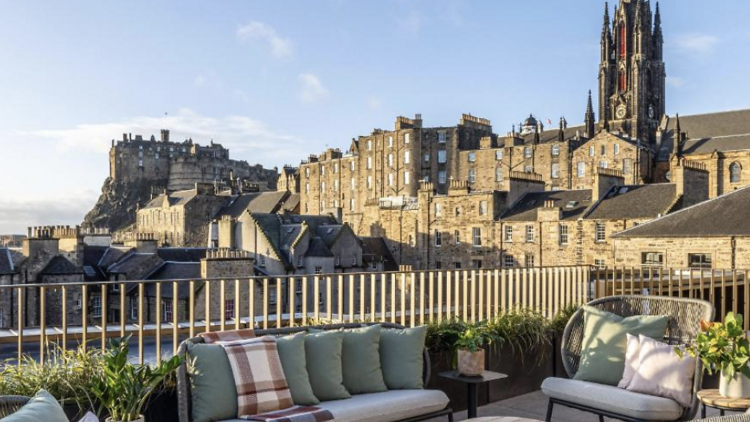 Rooftop terrace views of the city of Edinburgh 