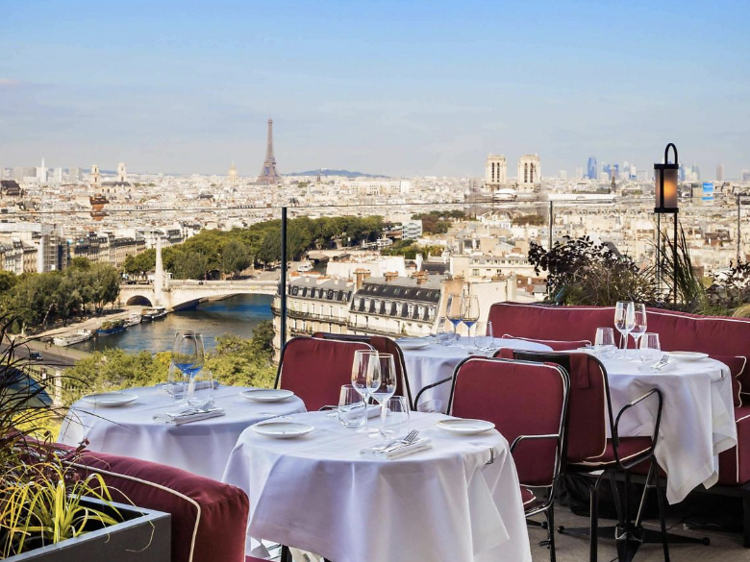 Rooftop dining with view of Paris at the Hotel West End. 