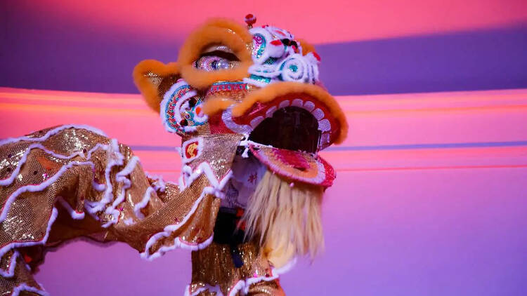 A traditional lion dance