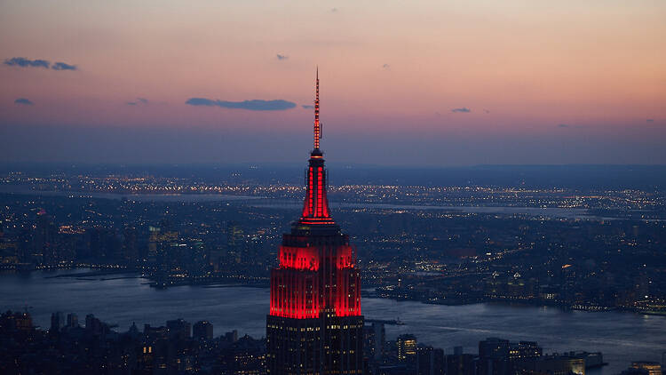 Empire state building in red