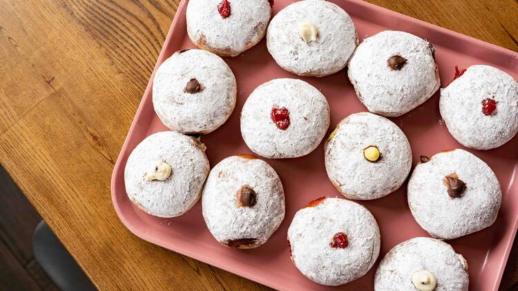 A tray of paczki