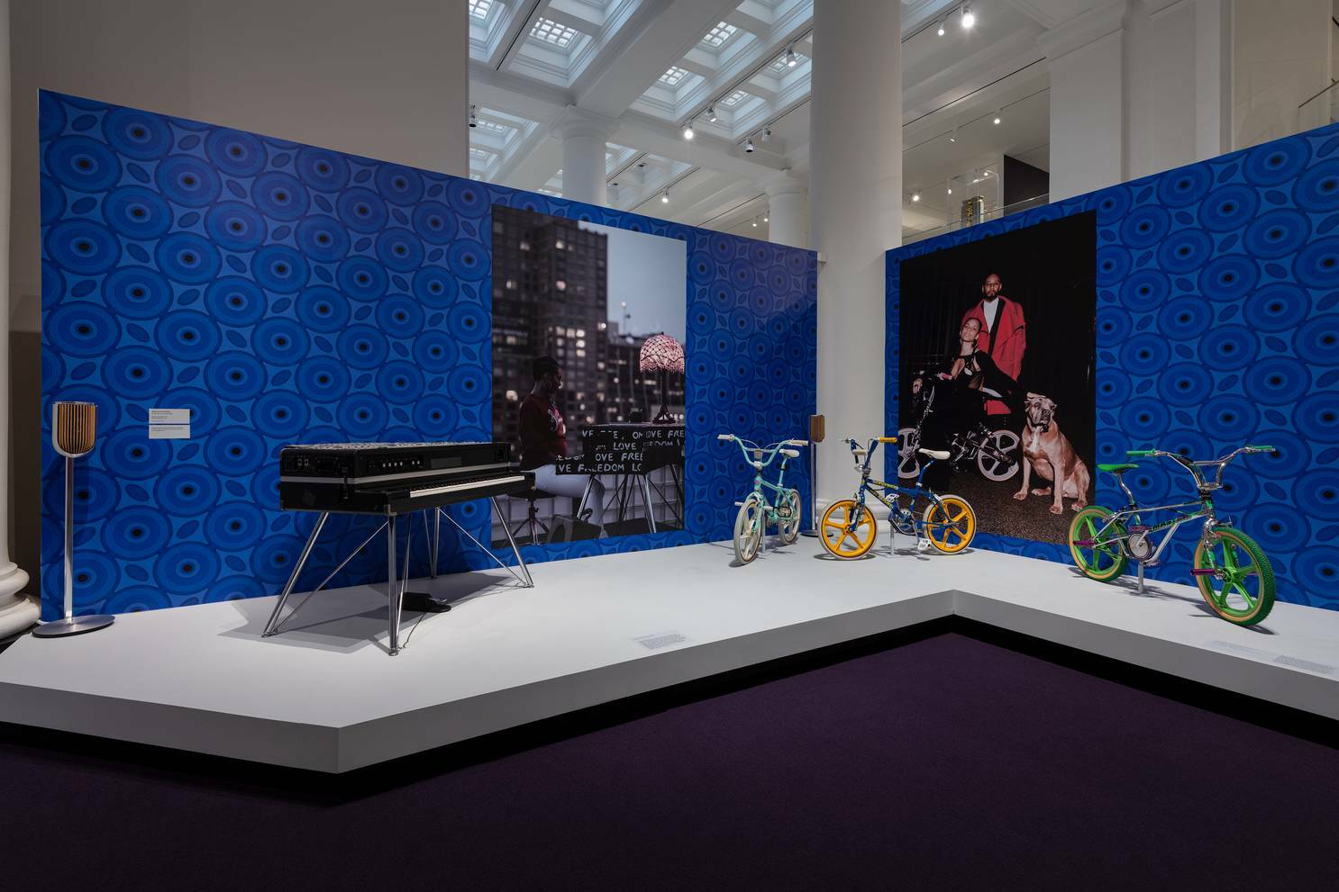 Artwork at The Brooklyn Museum, showing a collection of BMX bikes.