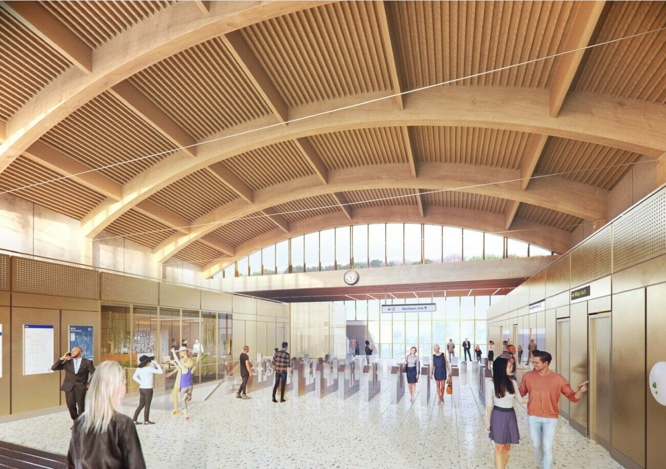 CGI image of a subway station ticket hall 