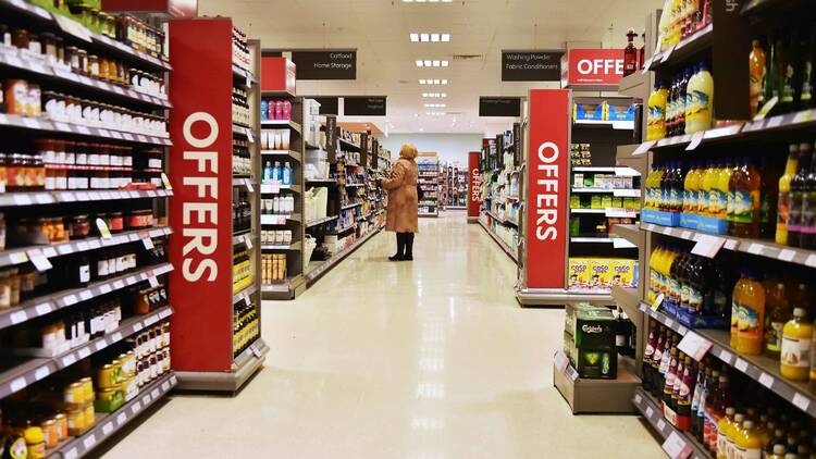 M&S supermarket aisle, Bath