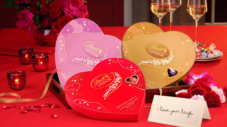 Heart shaped chocolate boxes on a table