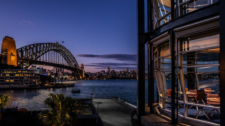 View of Sydney Harbour Bridge at sunset
