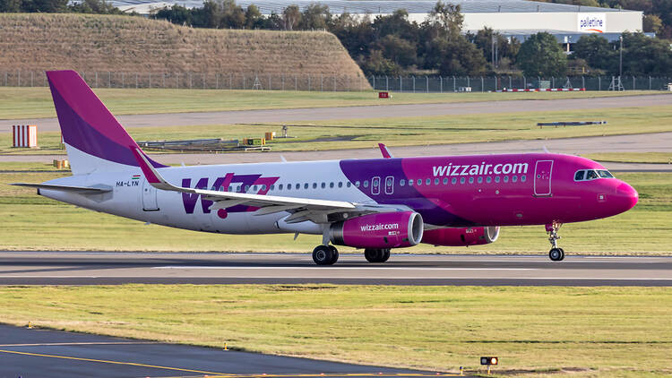 Wizz Air plane at Birmingham airport