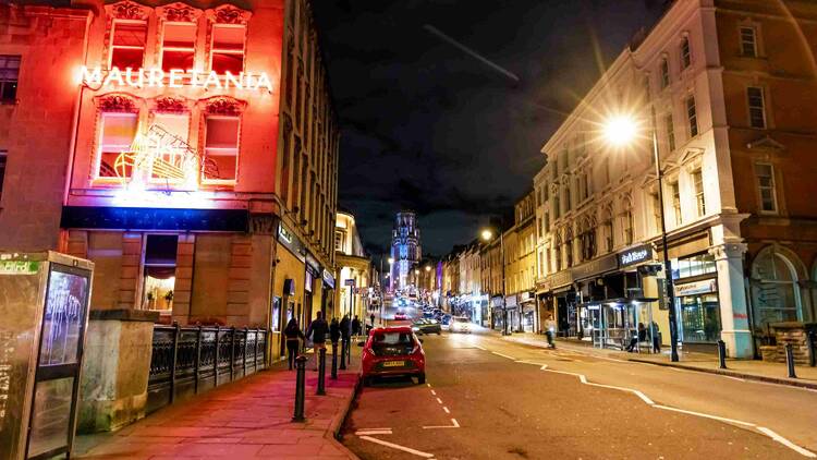 Bristol city centre at night
