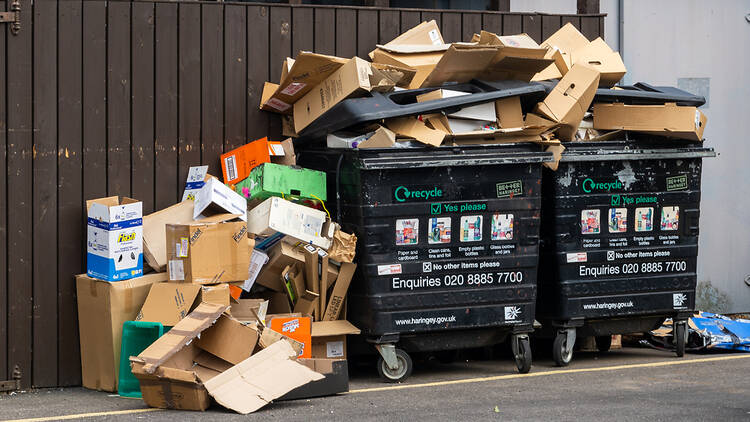 Recycling bins in London