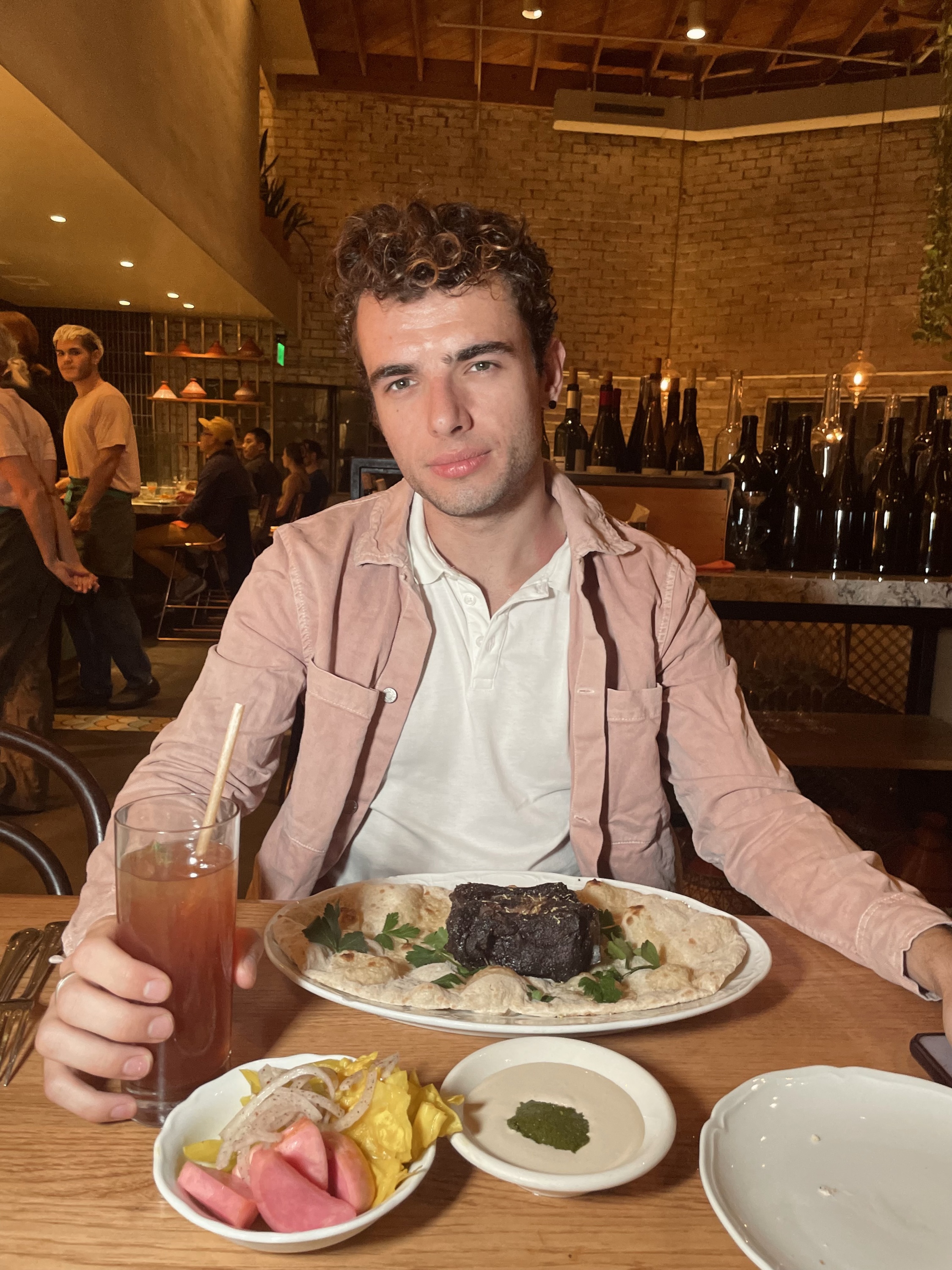 Person sitting eating dinner